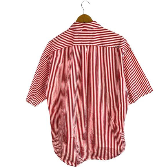Tommy Hilfiger Men Red White Striped Short Sleeve Button Down Shirt Top Size XL - Picture 2 of 4